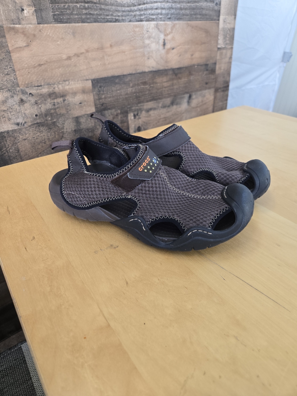 Crocs Swiftwater Mens 10 Brown Fisherman Sports Sandals Water Shoes Mesh 15041